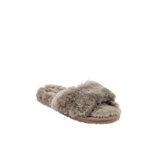 Mou Sheepskin Fur Slide Slipper in Elephant Grey